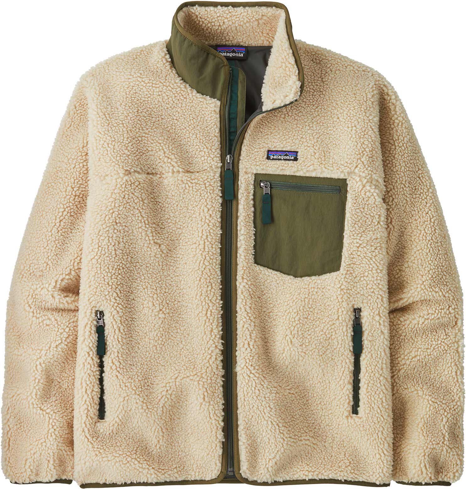 Polaire coupe-vent et respirante - M's Classic Retro-X Jkt Dark Natural w/Basin Green - Taille S - Beige
