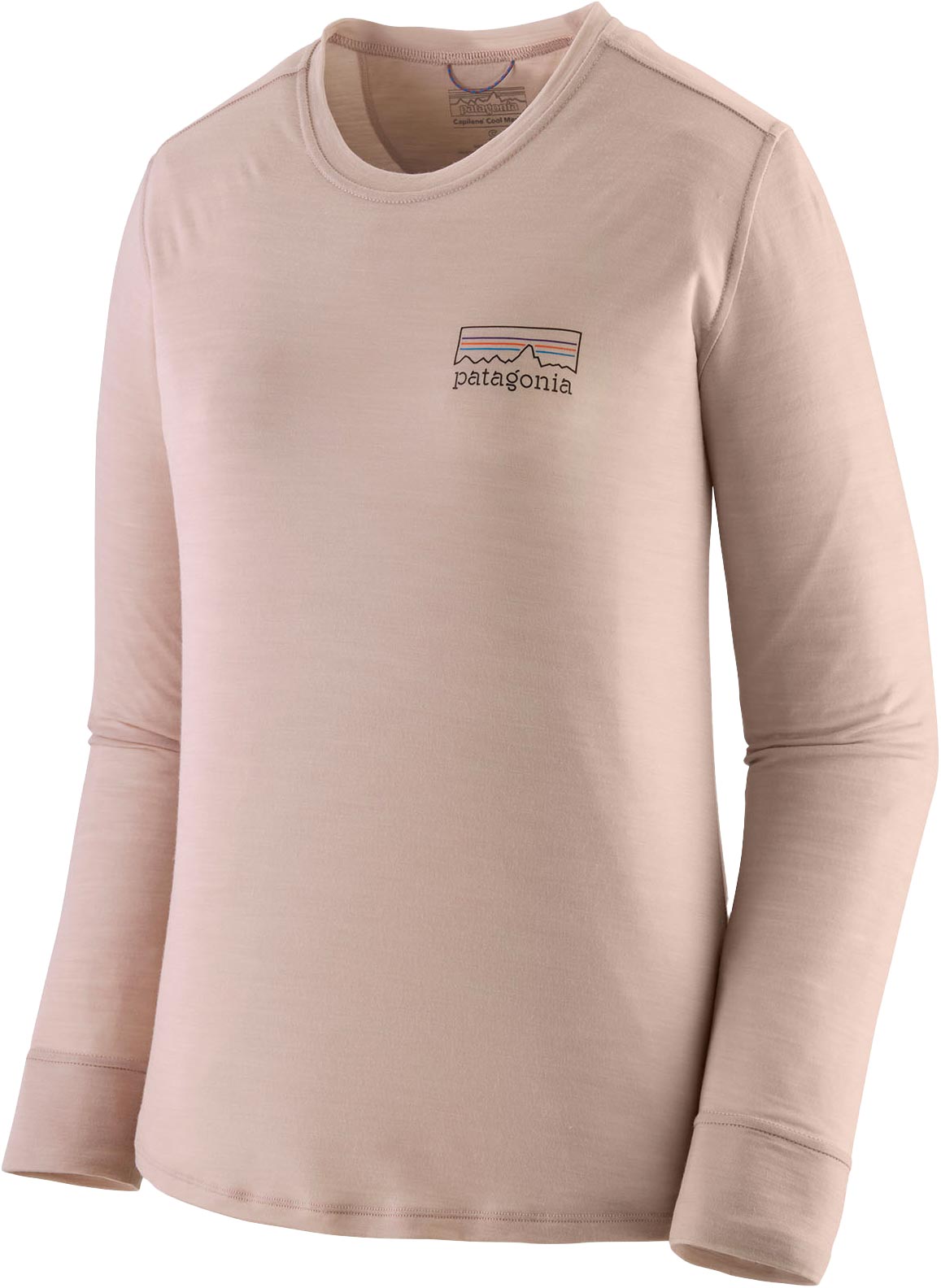 T-shirt en laine de mérinos - W's L/S Cap Cool Merino Blend Graphic Shirt Fitz Roy Strata Shroom Taupe en Laine - Taille M