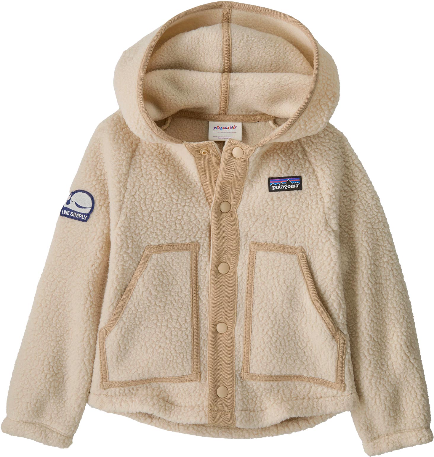 Fleece mit Stehkragen Baby Retro Pile Jkt Live Simply Whale Patch: Dark Natural Kindergröße 3 Jahre Beige