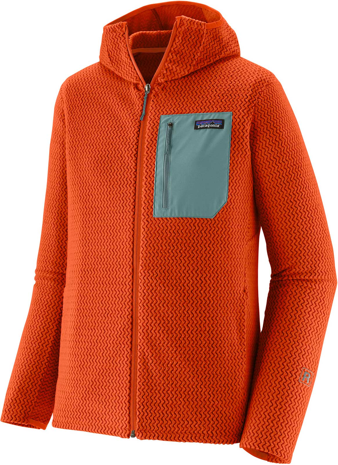 Polaire gaufrée zippée - M's R1 Air Full-Zip Hoody Coal Orange - Taille XL