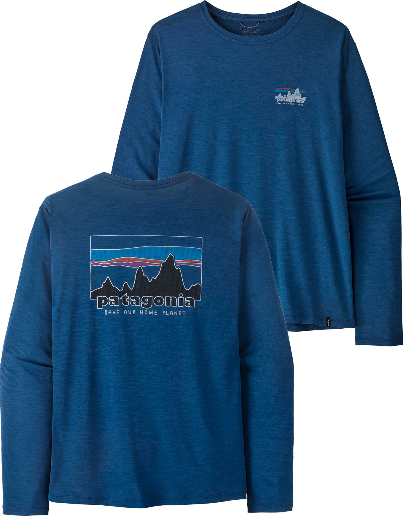 T-shirt de randonnée léger et respirant à manches longues - M's L/S Cap Cool Daily Shirt '73 Skyline Clement Blue Light X-Dye