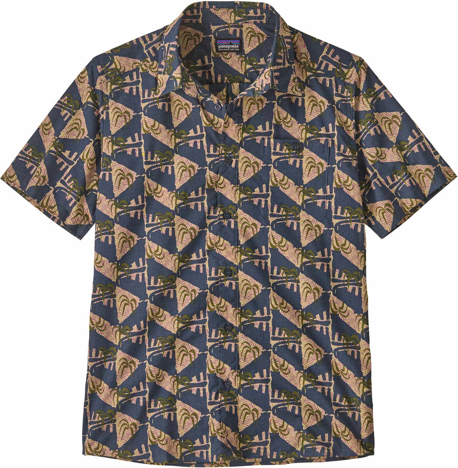 Chemise légère et respirante en coton biologique - M's Go To Shirt Jaguar Geo Dolomite Blue en Coton - Taille S - Bleu