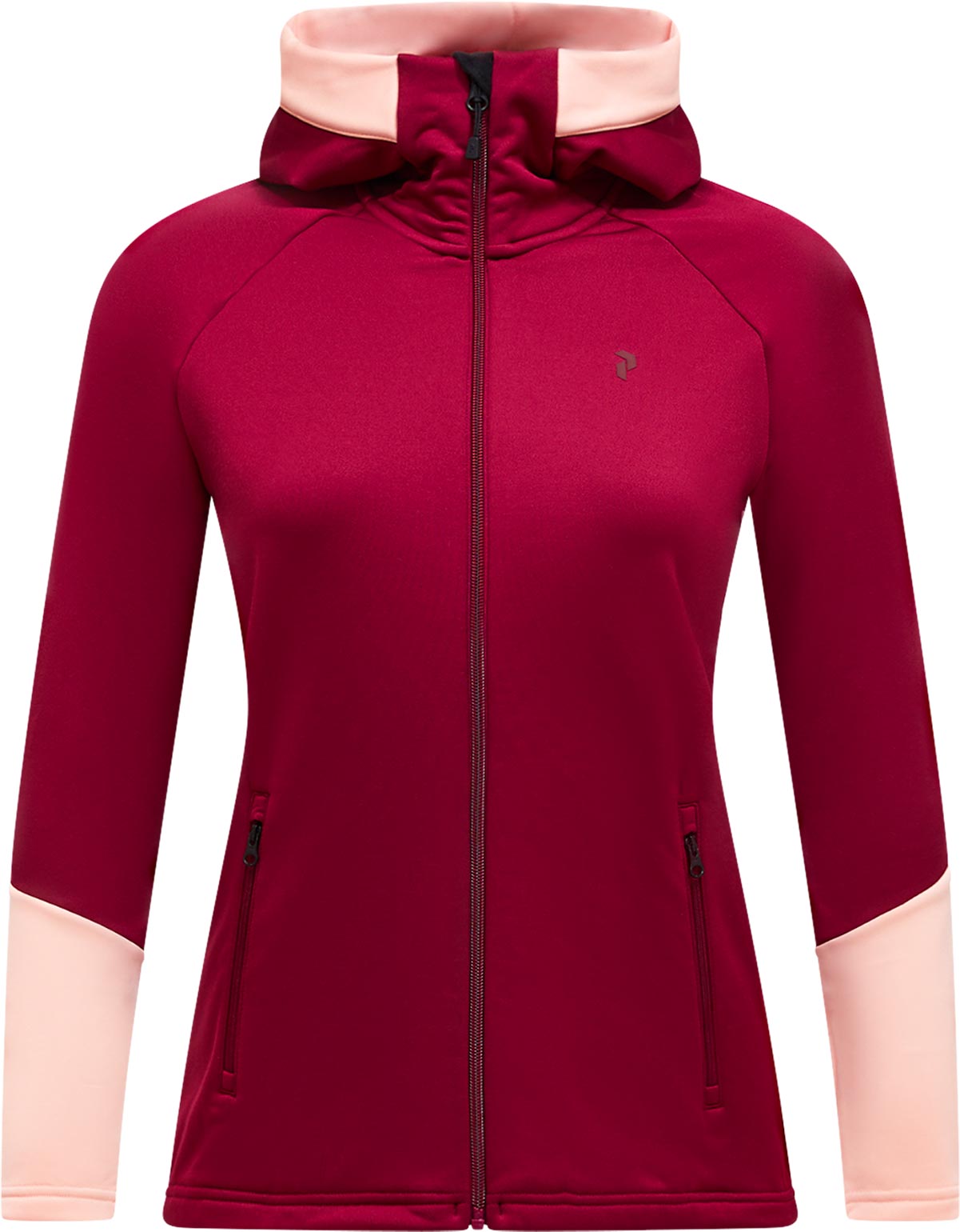 Schnell trocknendes Fleece W Rider Essentials Zip Hood Vertical Zenit für Damen Größe M Bordeaux