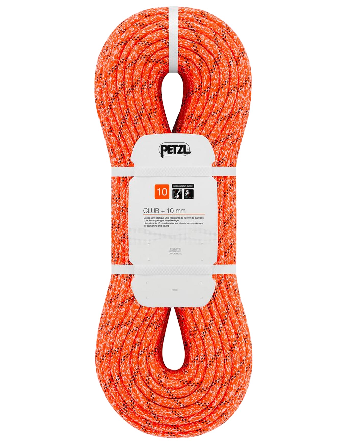 Corde de spéléologie, de canyoning et d'alpinisme semi statique - Club + 10 Mm Orange - Taille 40 m