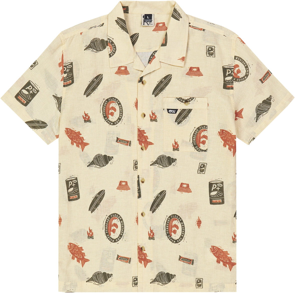 Chemise en lin et coton - Mokara Shirt Ocean Rider Print en Coton - Taille M - Beige