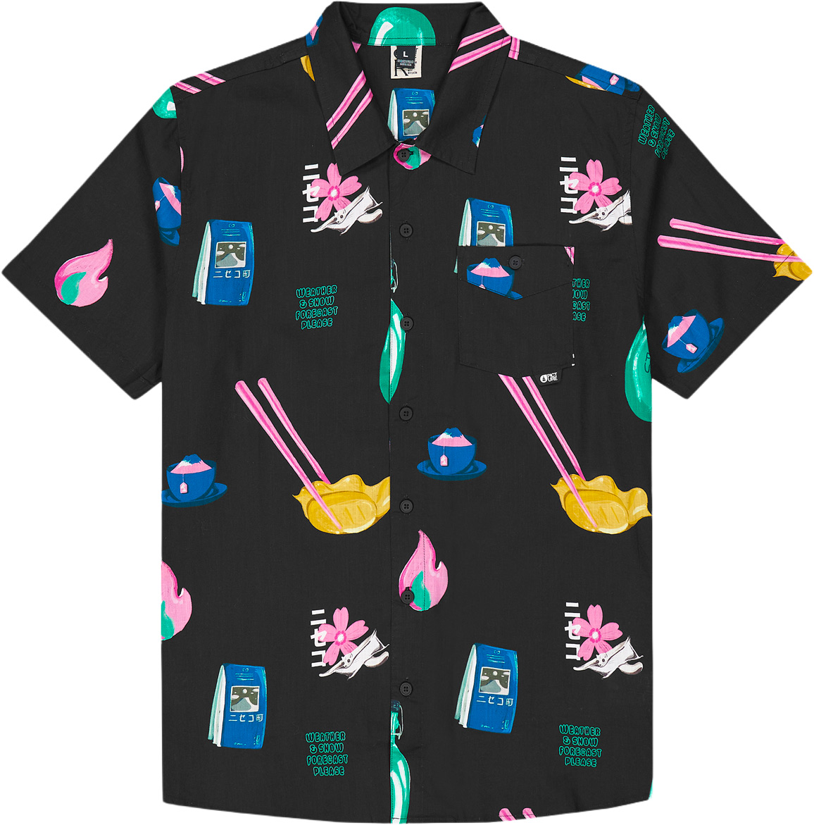 Chemise en coton organique - Mataikona Shirt Daily Japan Print en Coton - Taille S - Navy