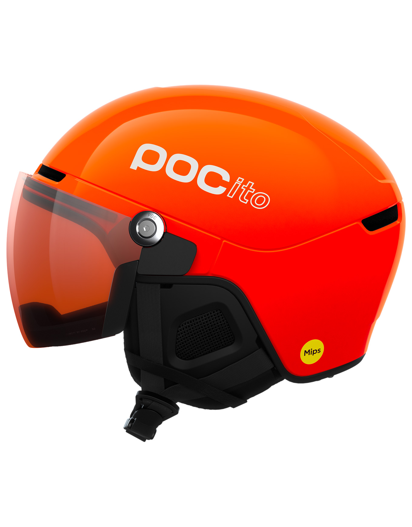 Ski /Snowboardhelm mit Visier ito Obex Visor Fluorescent Orange/Clarity ito/Partly Sunny Kindergröße 48-52 cm