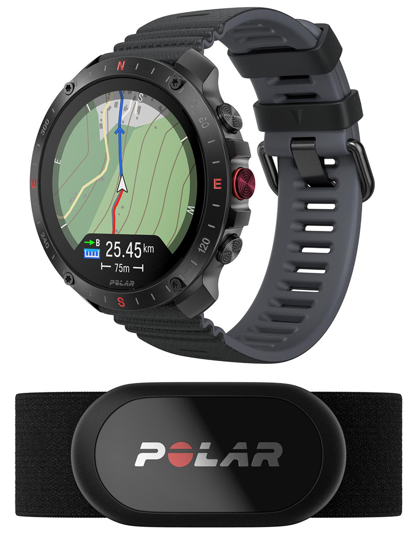 Montre GPS avec ceinture cardio - Grit X2 Pro Black + H10 - Noir