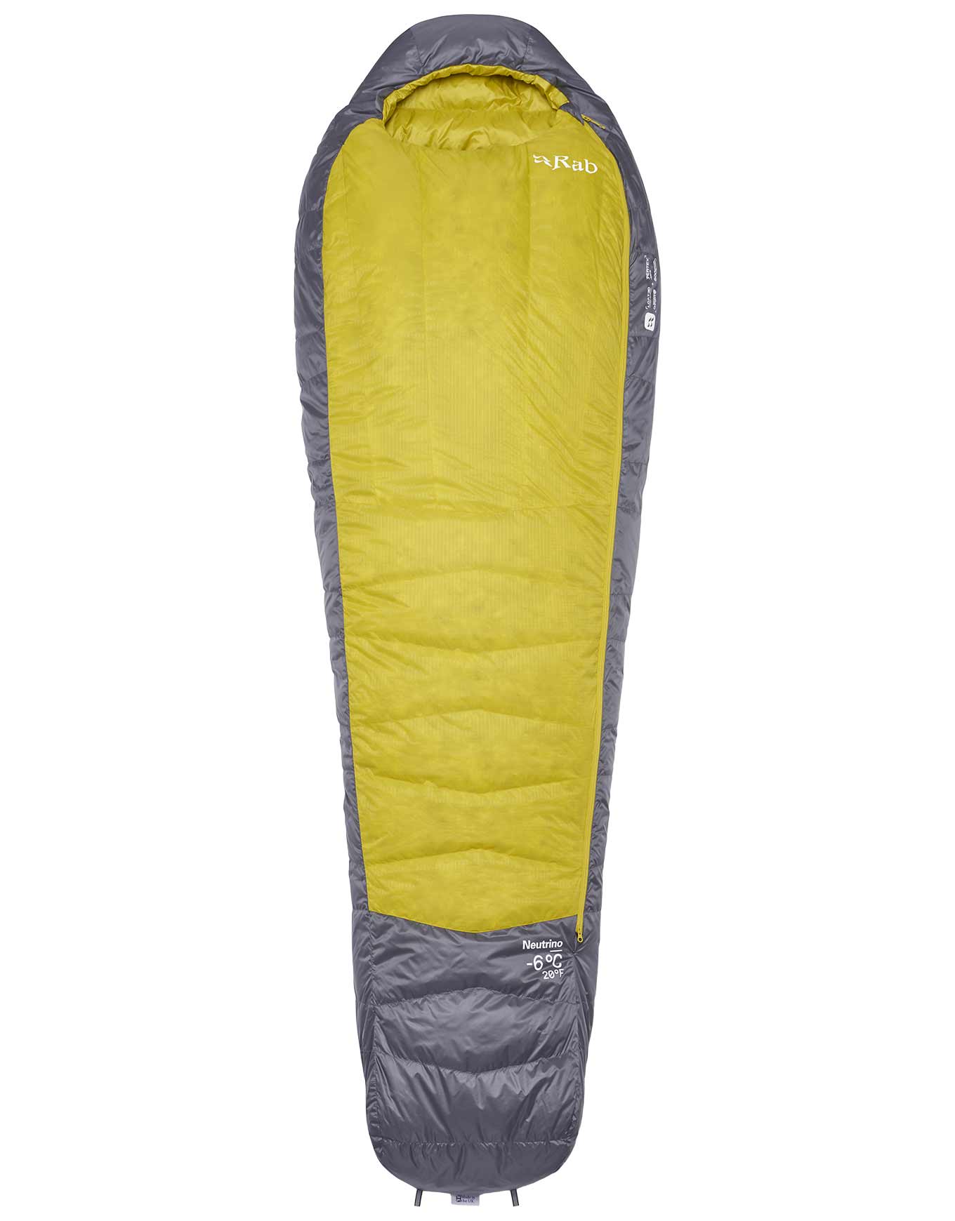 Sac de couchage de bivouac/trekking - Neutrino -6C / 20F Graphene/Dark Pollen - Taille Gauche - Jaune