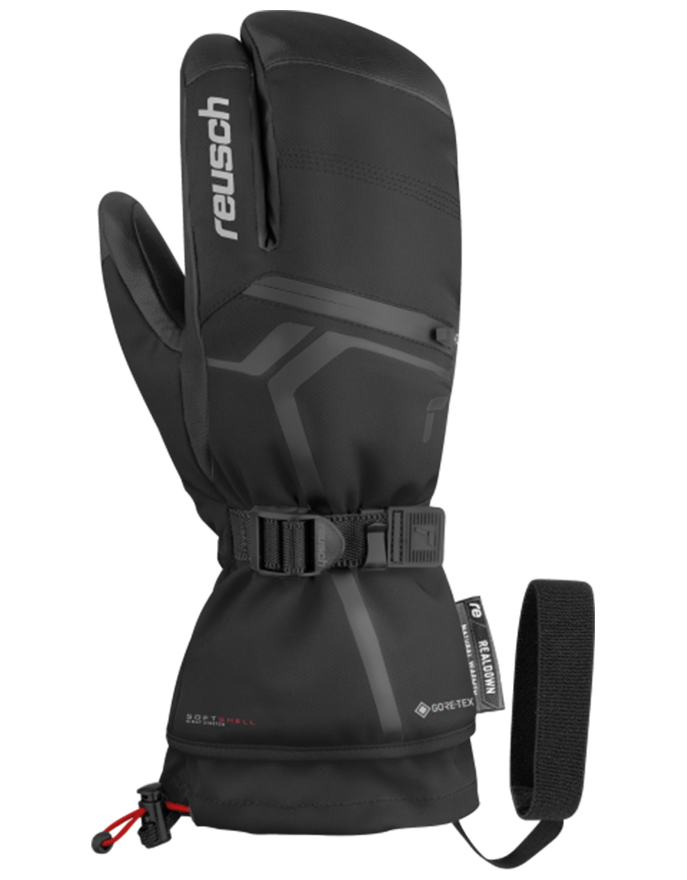 Moufles à 3 doigts de ski en GORE-TEX - Down Spirit GTX Lobster Black/Silver en Cuir - Taille 9 - Noir