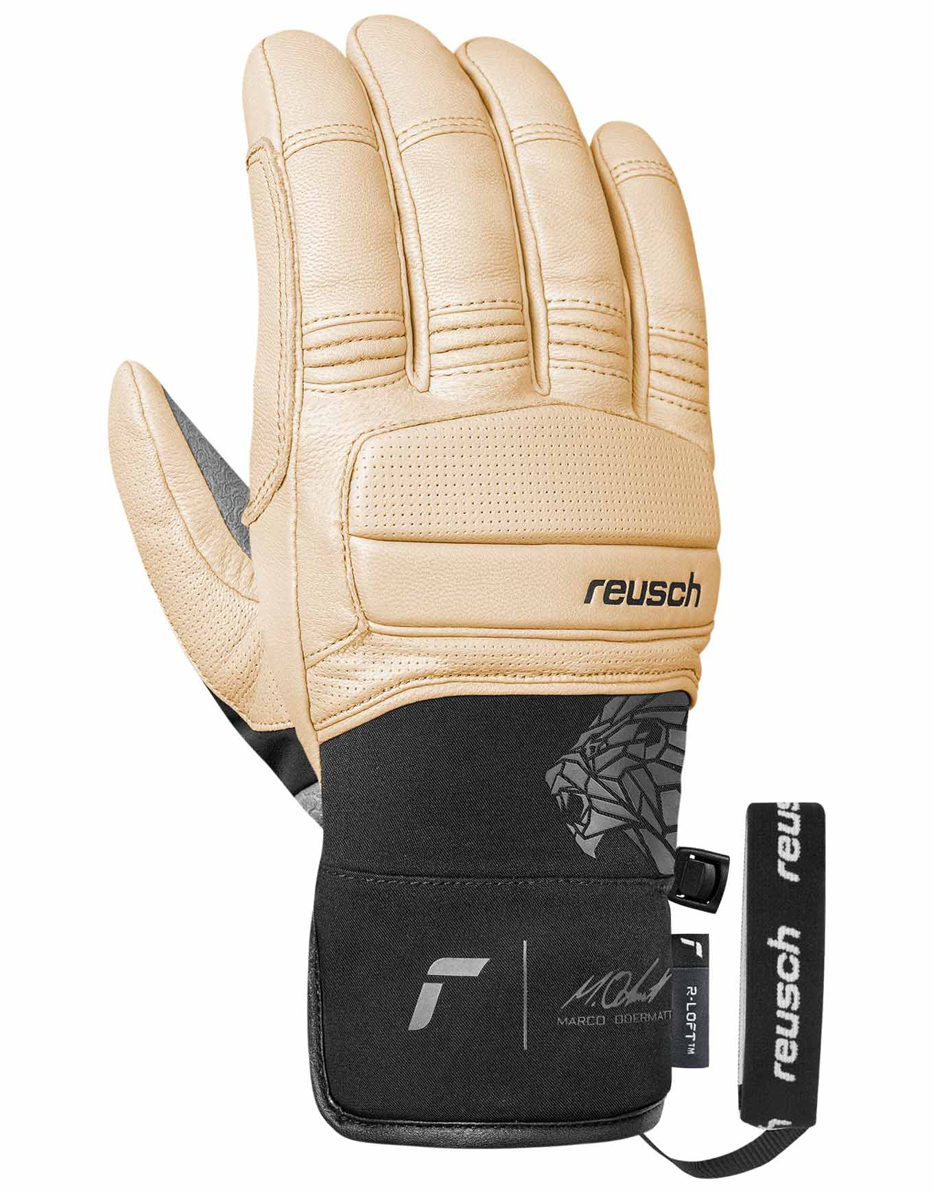 Warme Skihandschuhe Marco Odermatt Tan/Black für Herren aus Softshell Größe 8 Beige