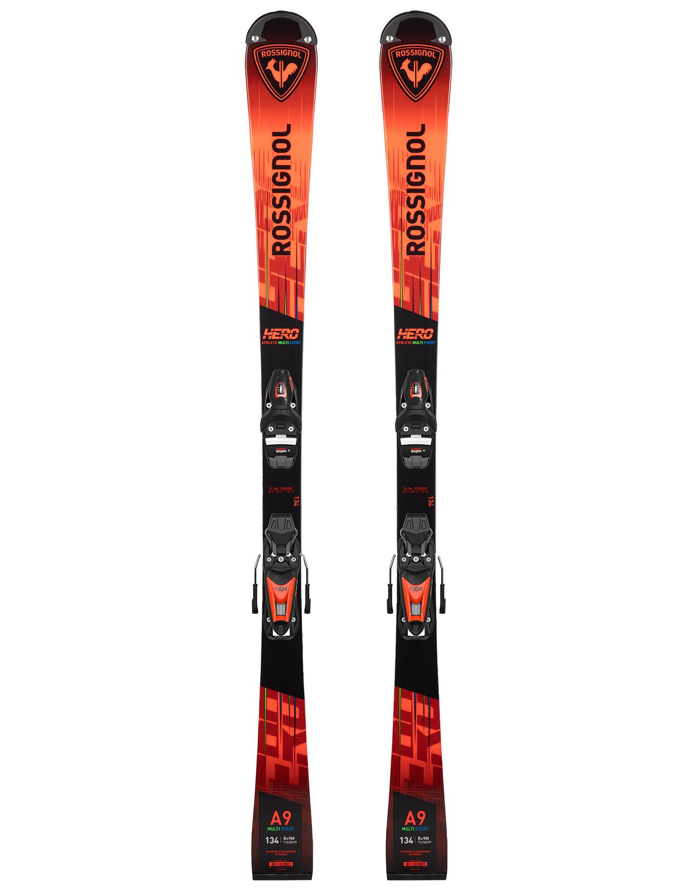 Ski Set inkl. Bdg. Pistenskiset Hero Multievent Nx 7 Gw Lifter Black Hot Red 2025 aus Wolle Kindergröße 134 cm Rot