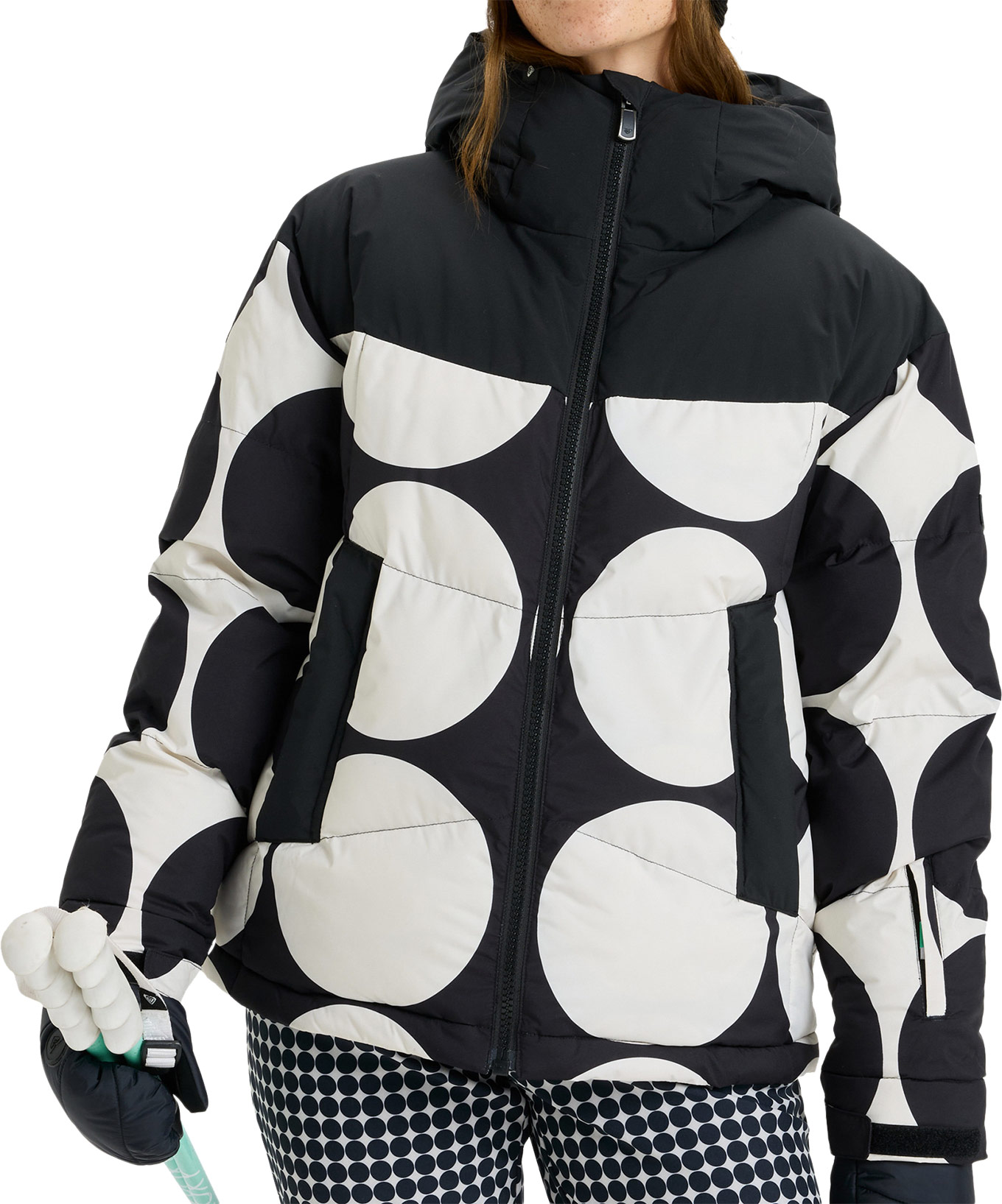 Stepp- Und Daundenjacken wasserfest aus Primaloft® Alofted Puffy Jacket True Black Big Dots für Damen Größe M schwarz