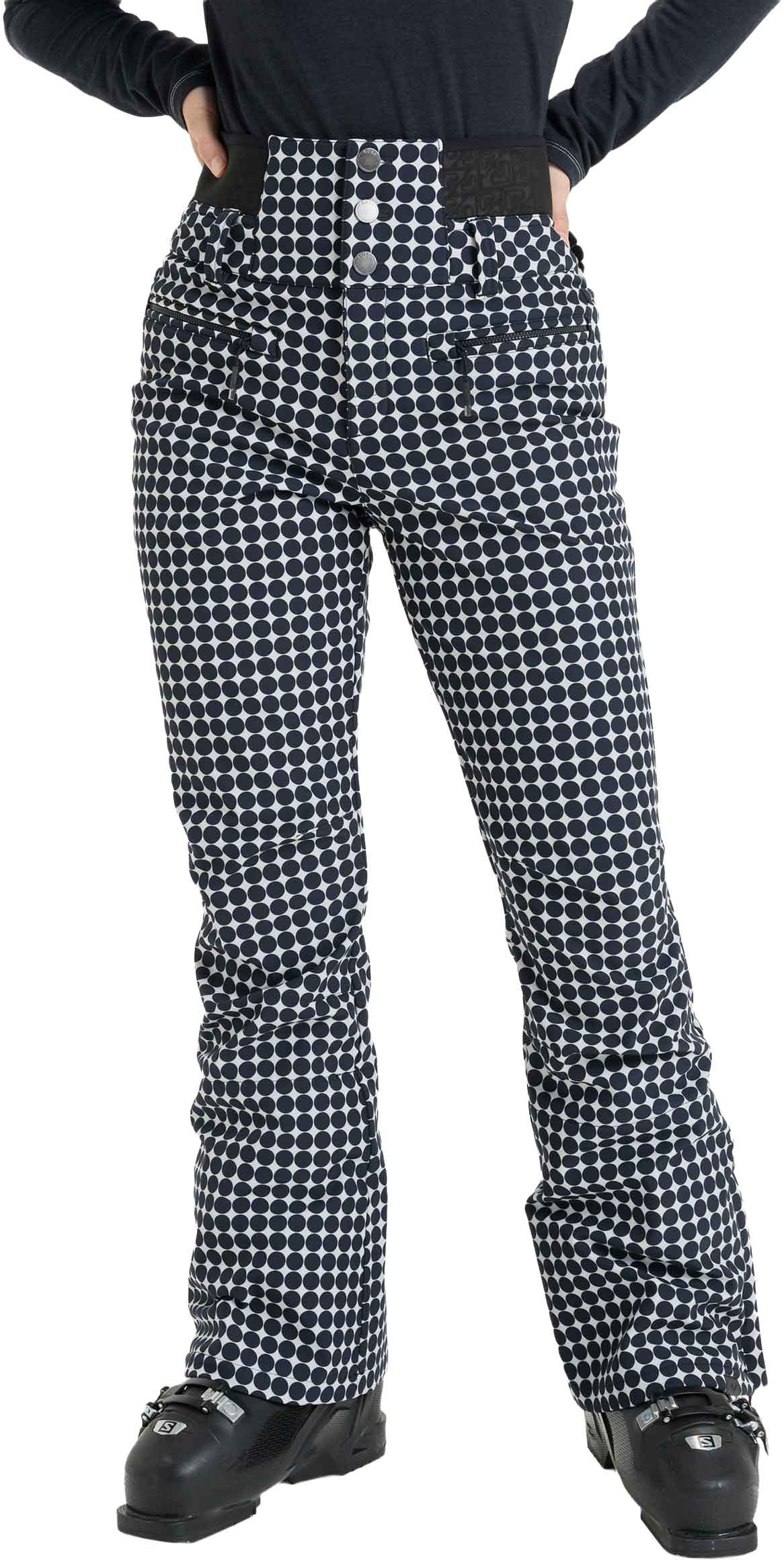 Skihose mit hohem Bund Rising High Pant Whisper White Small Dots für Damen Größe L schwarz