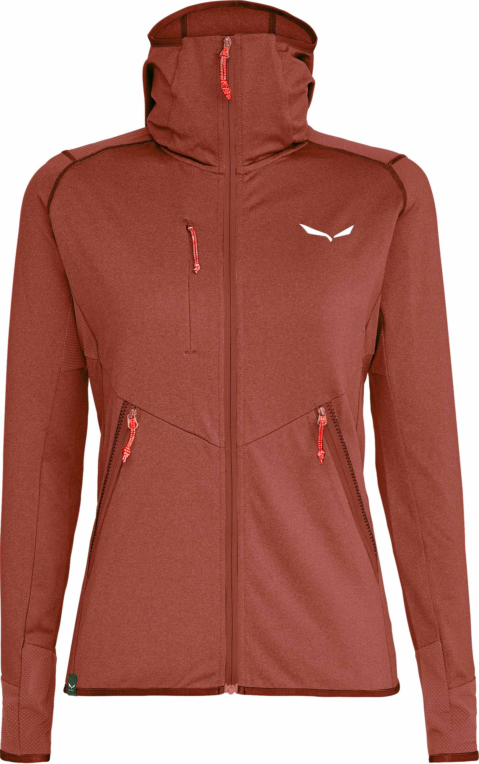 Polaire stretch et légère en Polarlite zippée - Agner Hybrid PL DST W FZ Hoody Etruscan Red Melange - Taille XS - Rouge