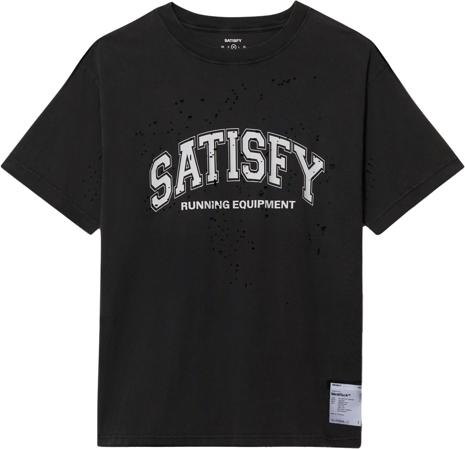 T-shirt running décontracté - MothTech T-Shirt Aged Black en Coton - Taille M - Noir
