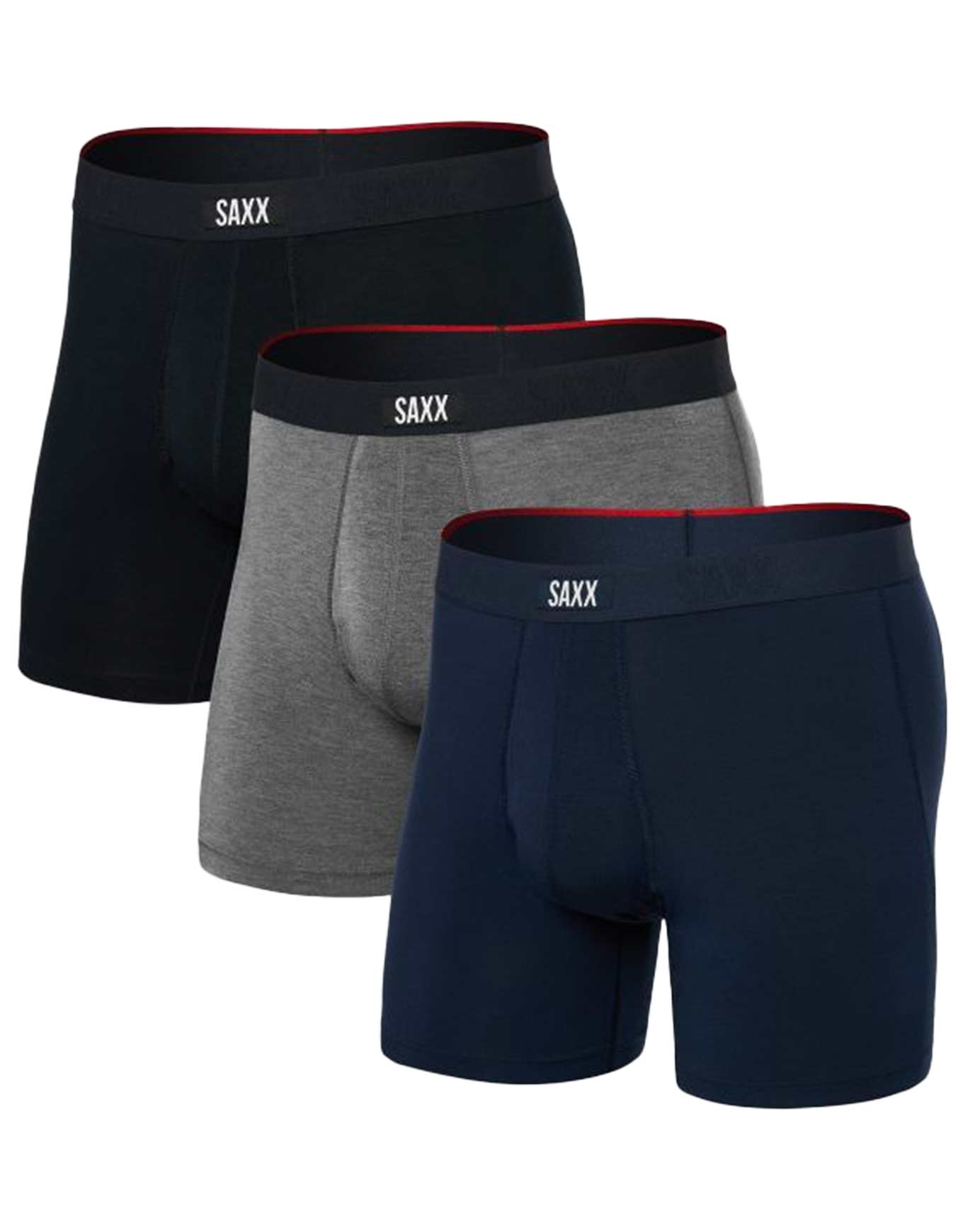 Pack de 3 boxers respirants - Vibe Xtra Soft Comfort BB Fly Black/Dark Grey Heather/Navy 3pk - Taille L - Noir