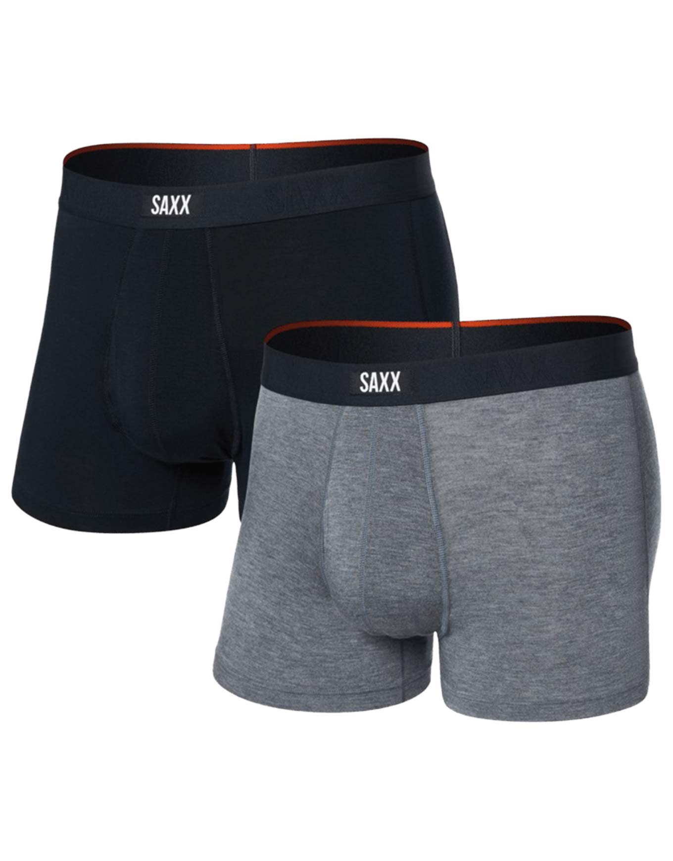 Pack de 2 boxers respirants et doux - Vibe Xtra Soft Comfort Trunk Fly Black/Dark Grey Heather 2pk - Taille S - Gris