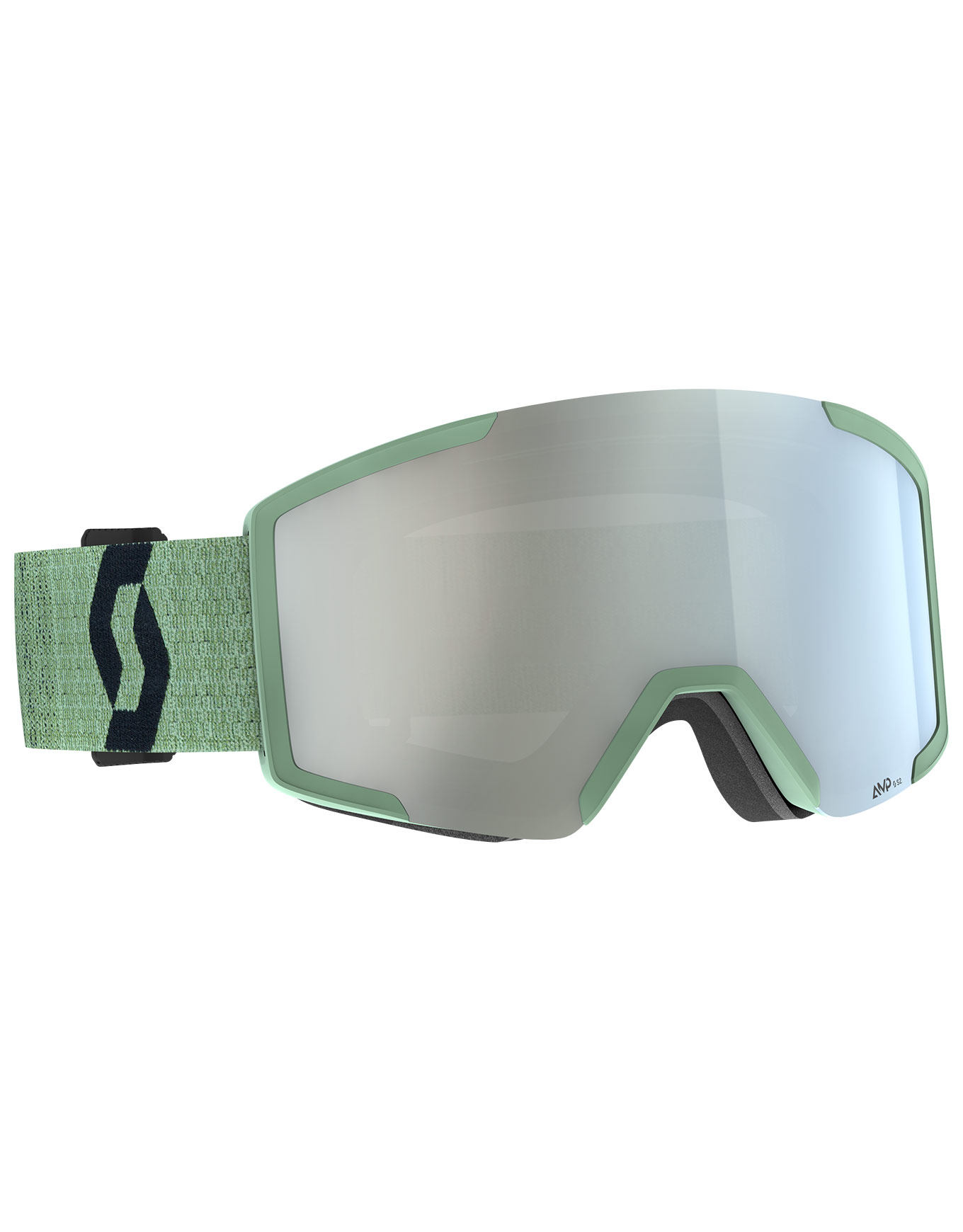 Skibrille Shield Soft Green/Black AMP White Chrome S2 Grün