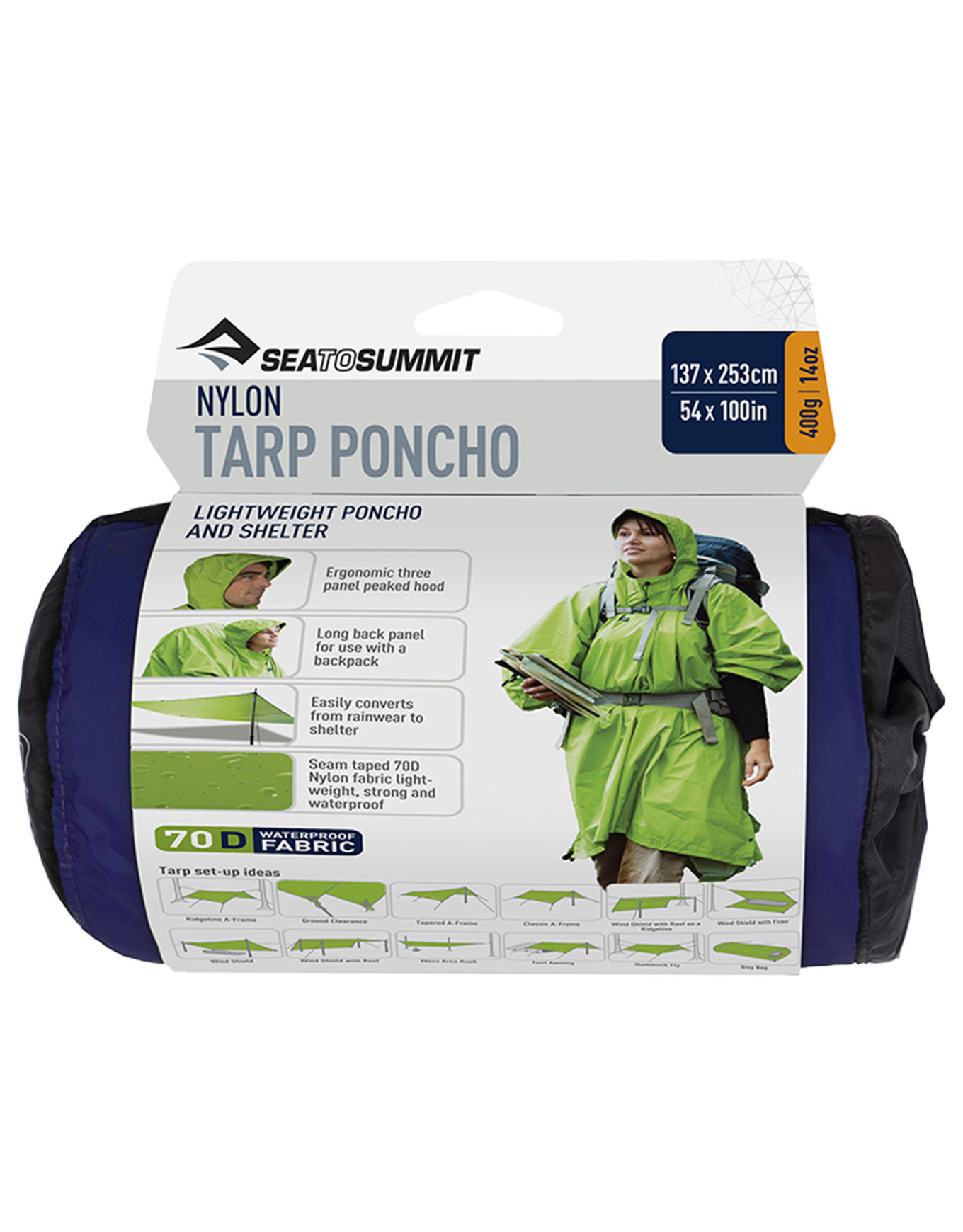 Veste imperméable polyvalente - Poncho/ Tarp Nylon 70D Bleu en Nylon