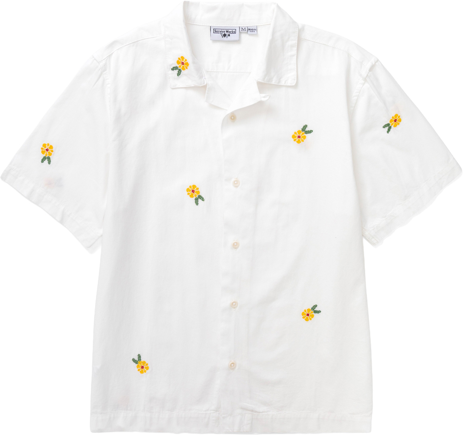 Chemise en coton biologique - Cross Stitch Shirt White en Coton - Taille L - Blanc