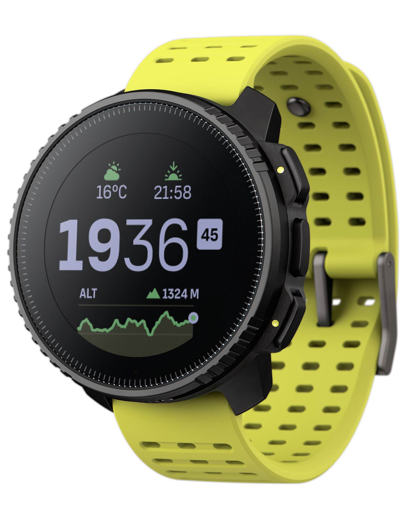 Montre GPS - Vertical Black Lime - Jaune