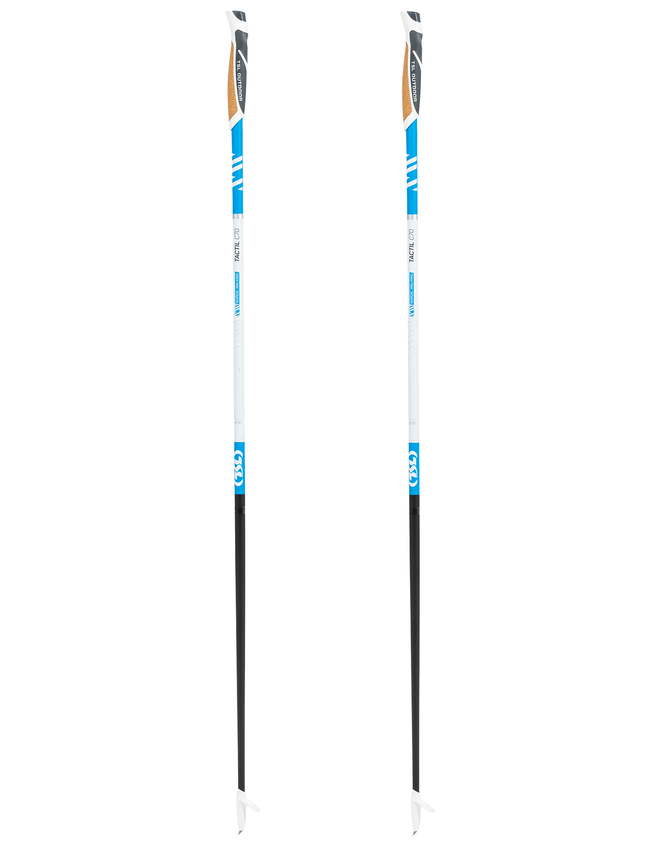 Nordic Walking-Stöcke Tactil C70 Cork Ocean Spike Cross Größe 110 cm Blau