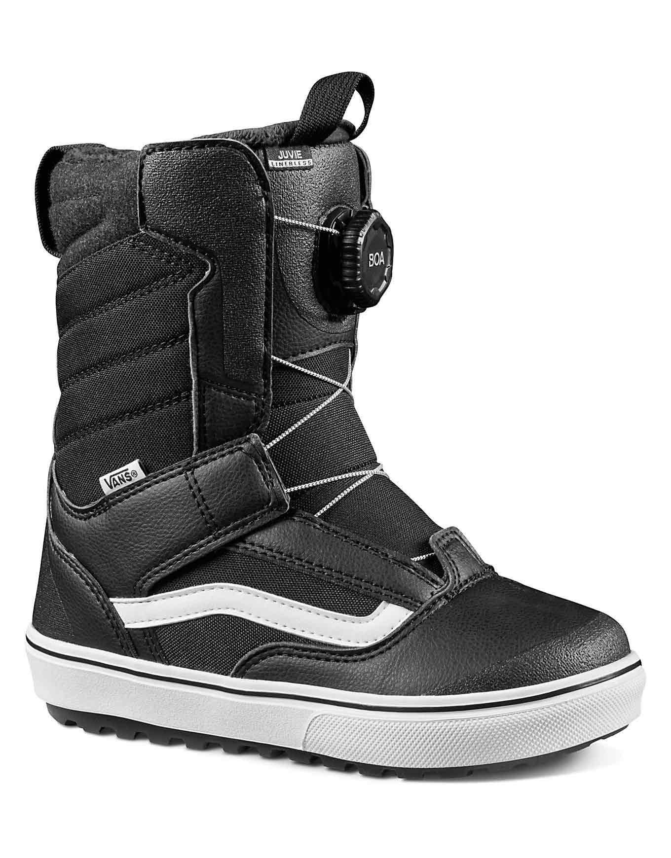 Snowboardboots Juvie Linerless Black/White aus Wolle Kindergröße 6 US schwarz