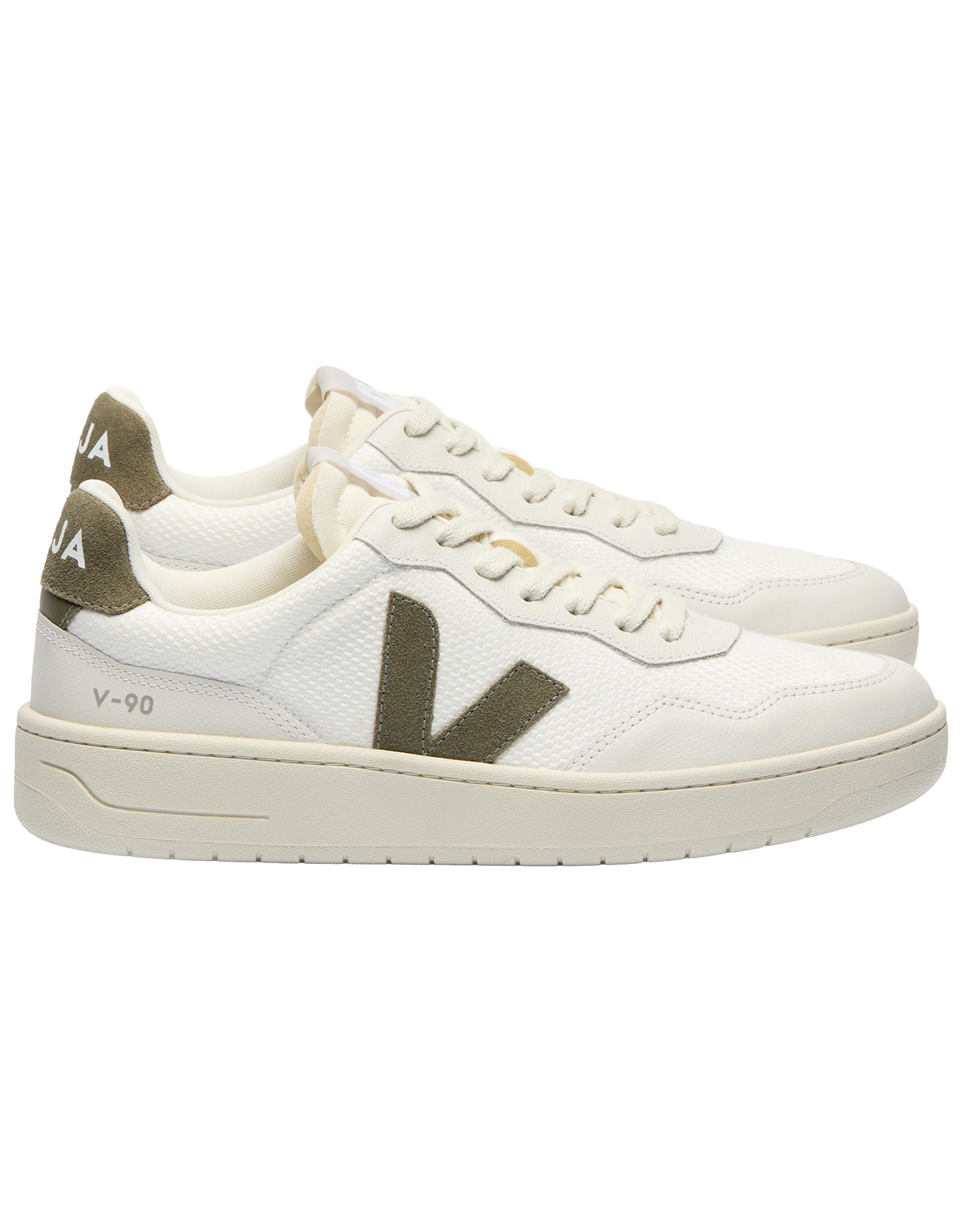 Sneakers en mesh et en cuir - V-90 White Kaki en Coton - Taille 40 - Blanc