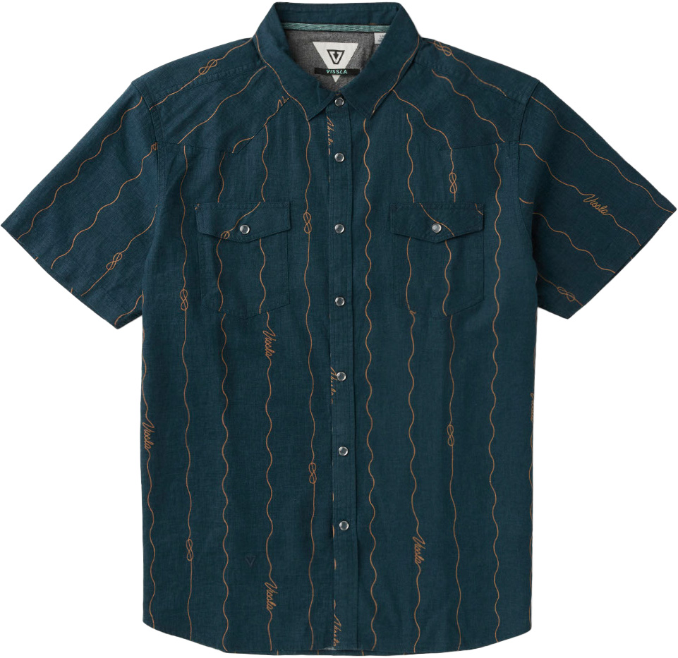 Chemise en lin - Round Up SS Shirt Midnight - Taille L - Navy