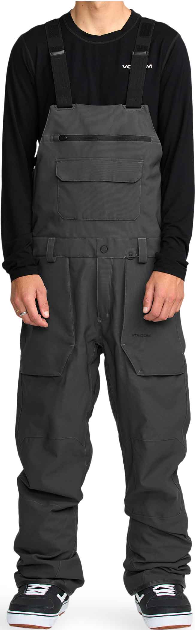 Wasserfeste und atmungsaktive Schnee-Latzhose Roan Bib Overall Dark Grey für Herren Größe S Grau