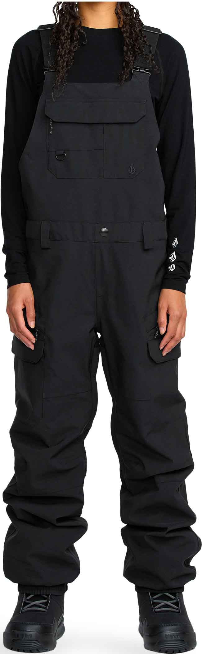 Salopette de snowboard imperméable et respirante - Creston 3D Stretch Bib Overall W Black - Taille M - Noir