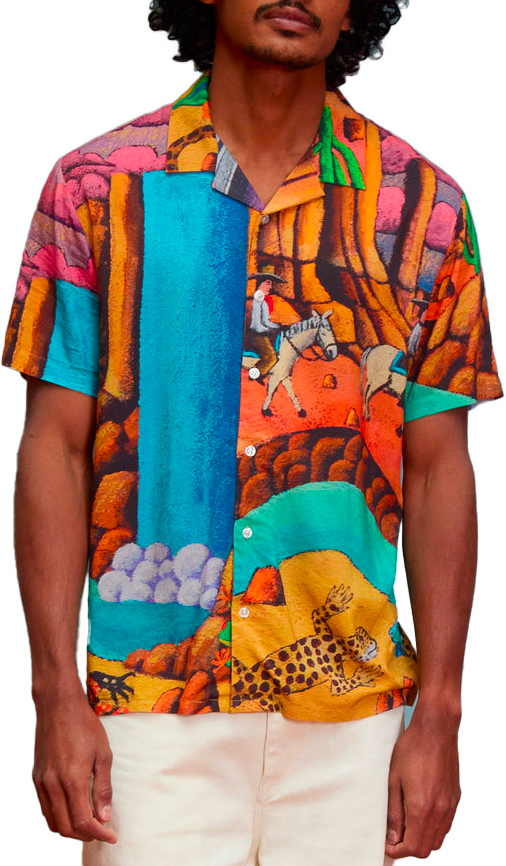 Chemise à motifs - Fa Mickey Mason SS Shirt Multi - Taille M - Bleu