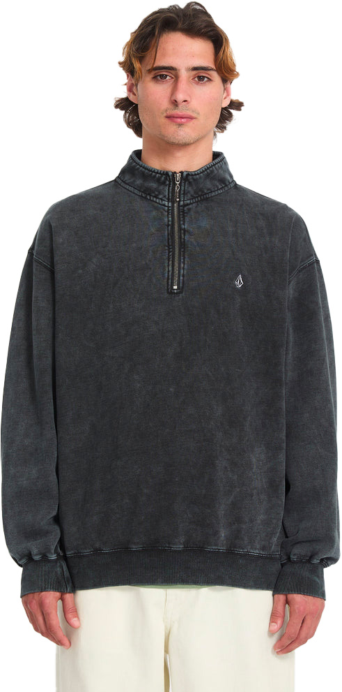 Sweat à col montant demi-zippé - Single Stone Quarter Zip Light Acid Black en Coton - Taille M - Noir