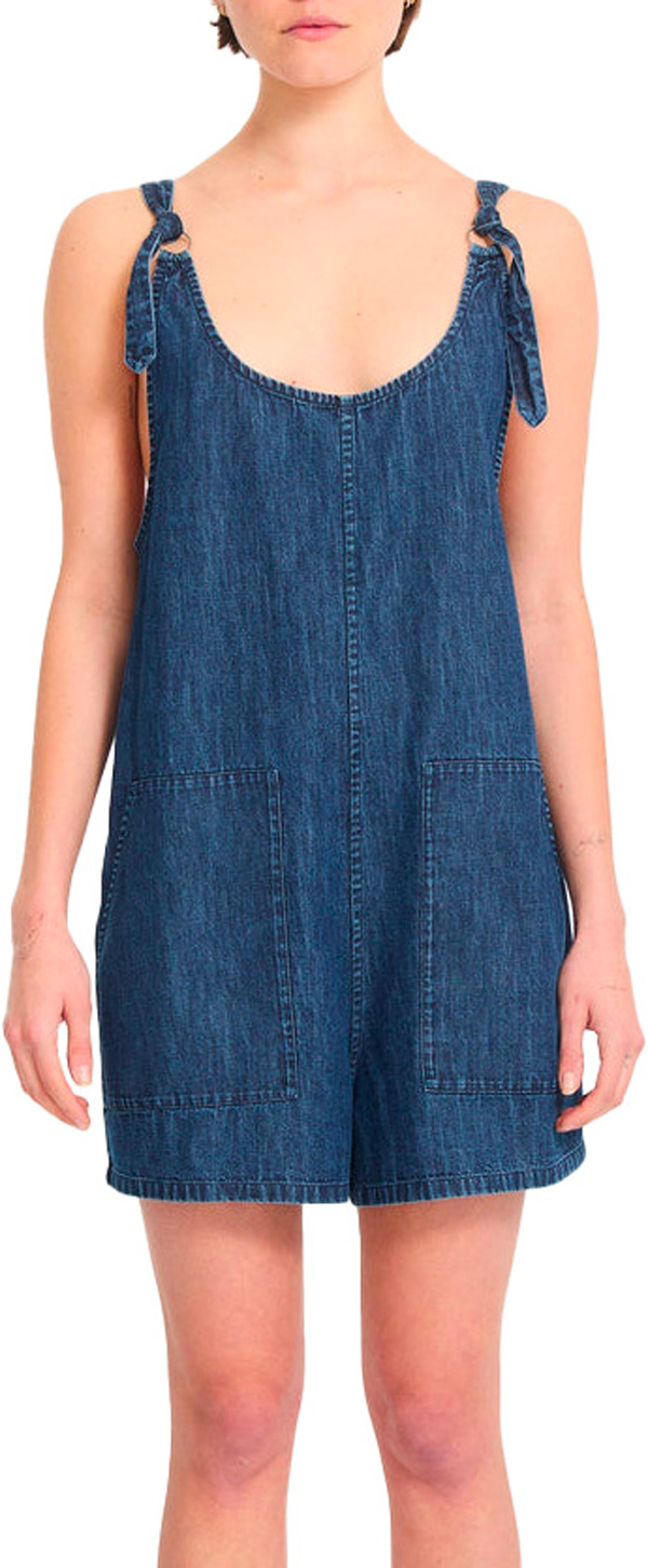 Combishort en jean - Lived In Short Romper Deja Blue en Coton - Taille S - Bleu