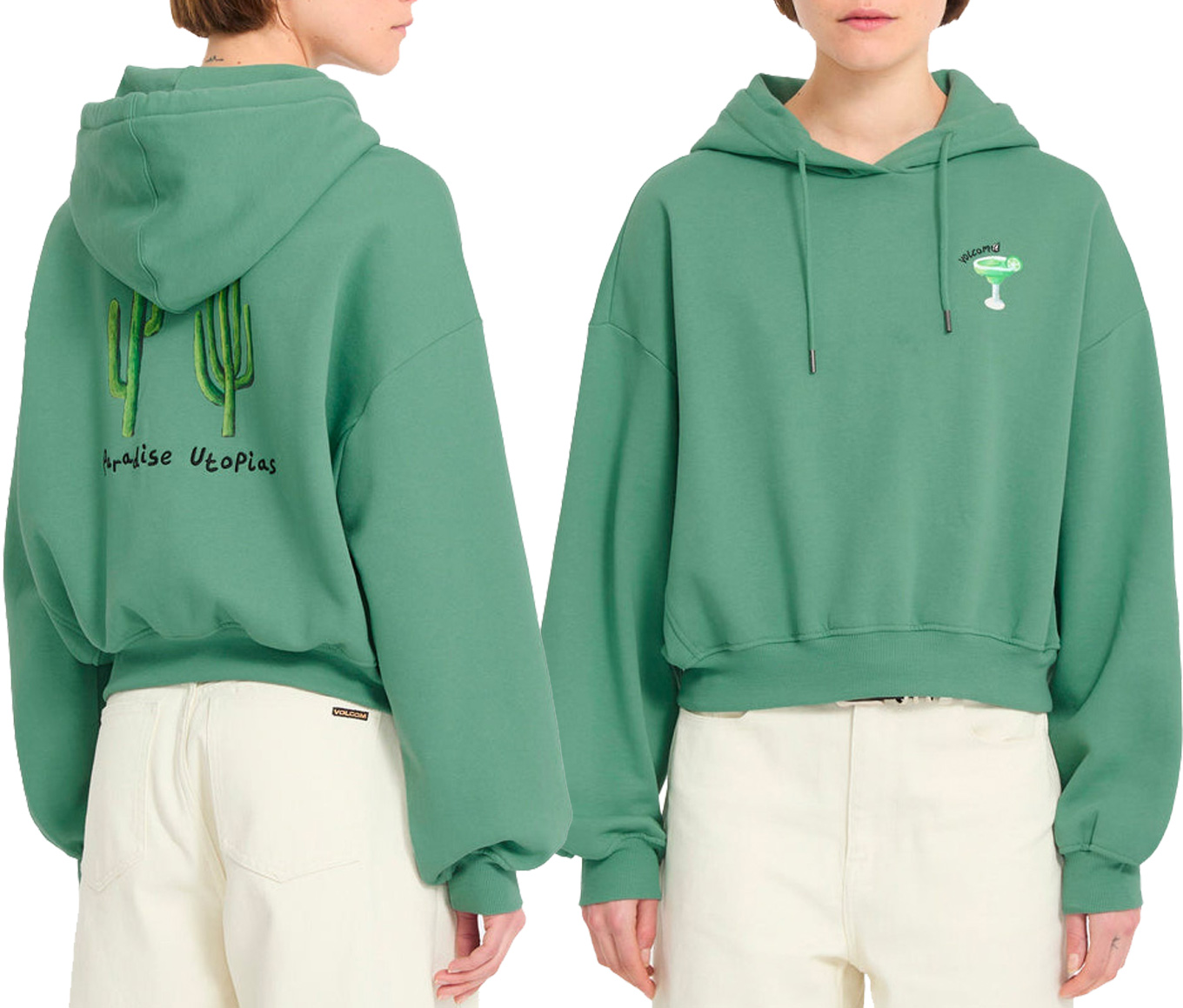 Sweat à capuche en polycoton - Fa Mickey Mason Pull Over Evergreen en Coton - Taille M - Vert