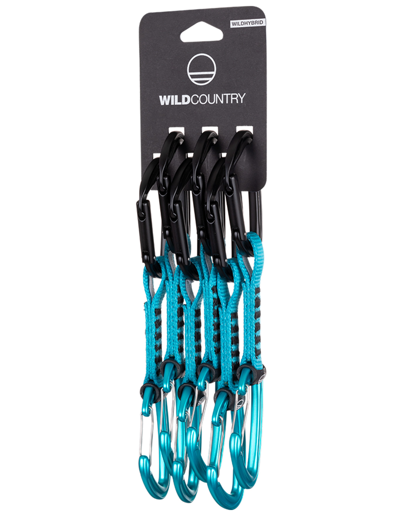 Pack de 6 dégaines d'escalade - Wildhybrid Quickdraw 6X12Cm Black/Turquoise en Nylon - Noir