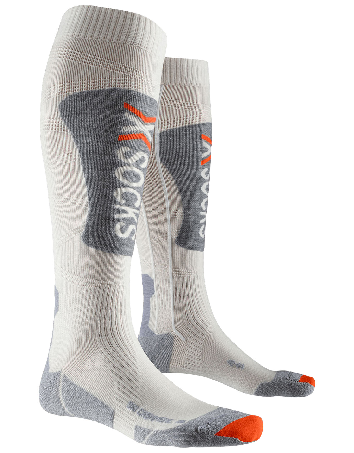 Skisocken aus Merinowolle und Kaschmir Ski Cashmere 4.0 Arctic White/Dolomite Grey für Herren aus Wolle Größe 39-41 Grau