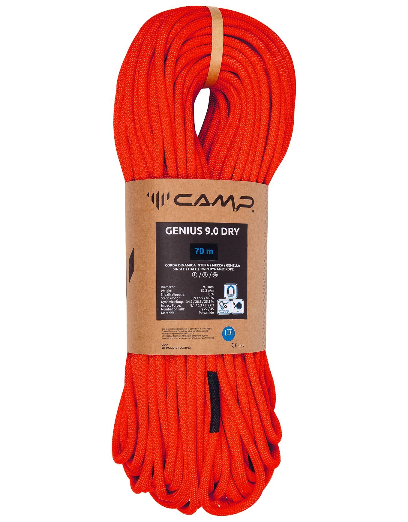 Longe Réglable C.A.M.P. Reel 100 Cm – Pour Auto-assurage Alpinisme/escalade, Réglage 15-100 Cm, Corde Shadow 9.4 Mm Dry, Compatible Mousquetons, Sécurité Maximale