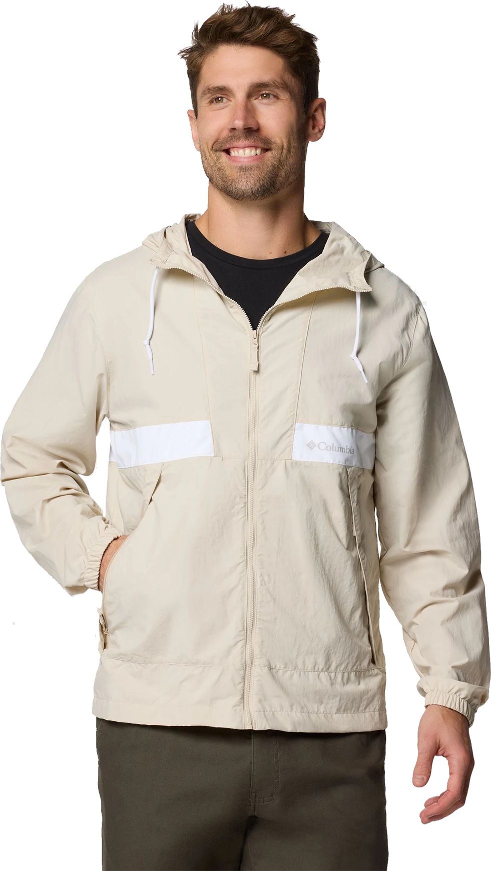 Columbia Spire Valley Hooded Windbreaker Dark Stone, White