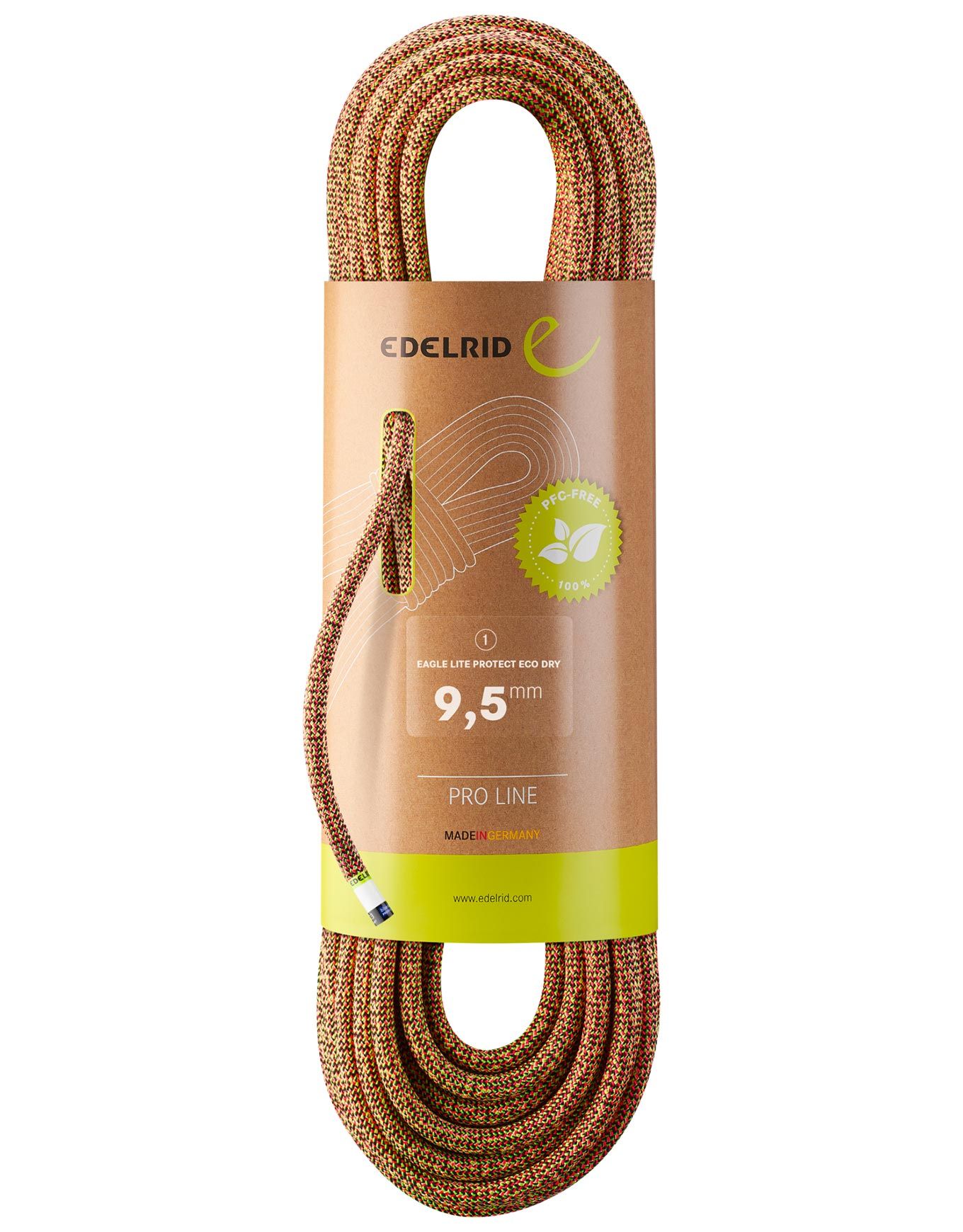 Edelrid Eagle Lite Protect Eco Dry 9,5Mm Neon Pink-Neon Green Climbing ...