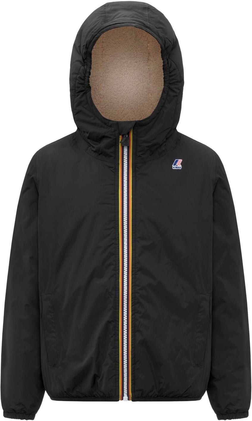 Veste Claude K-Way Unisexe - Nylon Ripstop Imperméable, Doublure Sherpa, Capuche Ajustable, Idéale Mi-saison