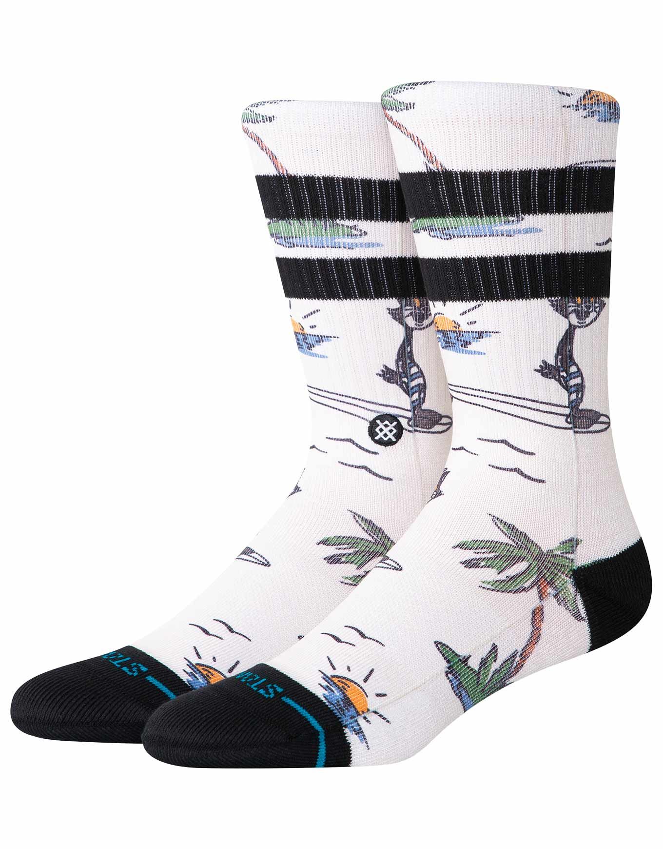 Stance Kona Town Crew - Calzini Uomo Vitello Con Motivo Floreale Hawaiano - Morbidi E Imbottiti