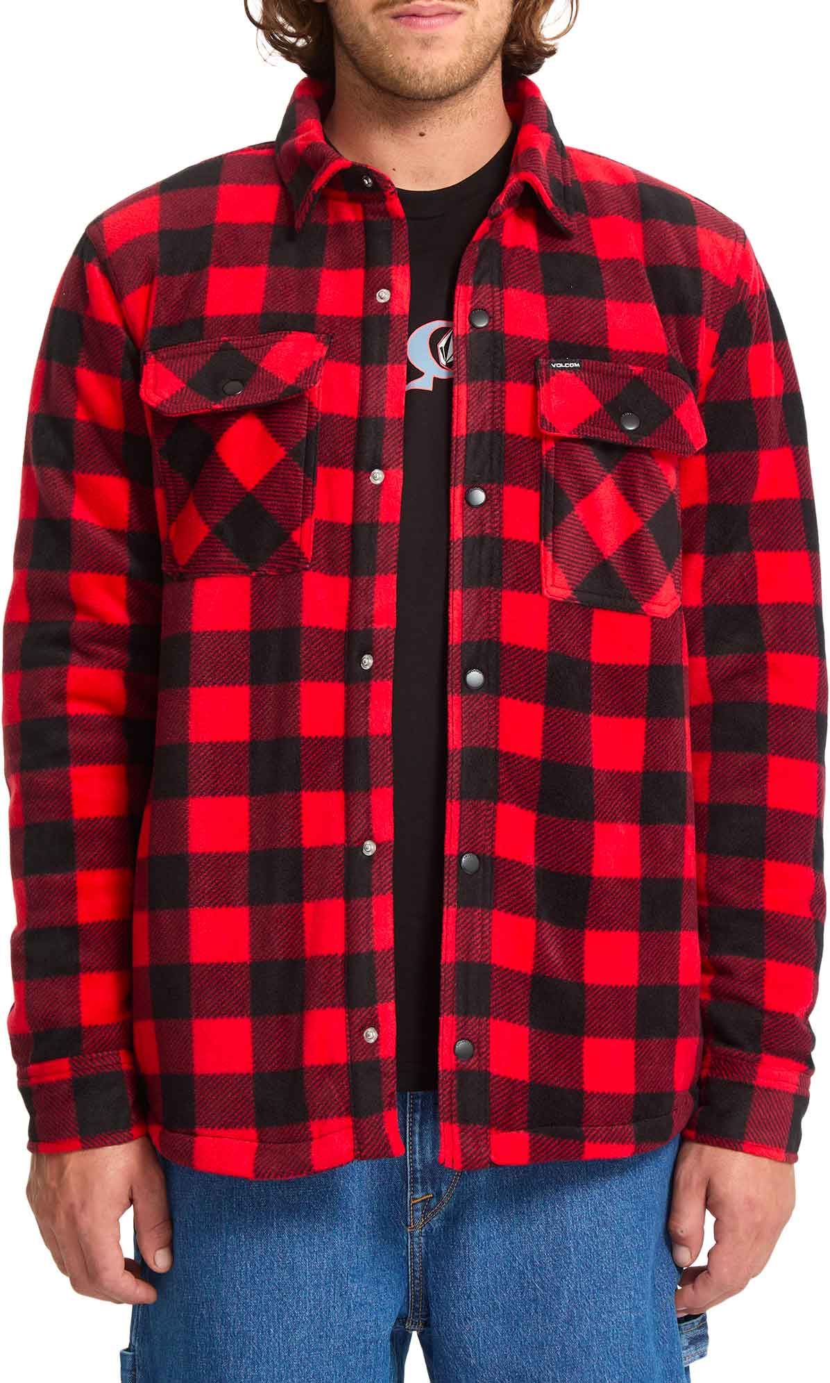Volcom Bowered Fleece LS Shirt Lifeguard Red Shirts : Snowleader