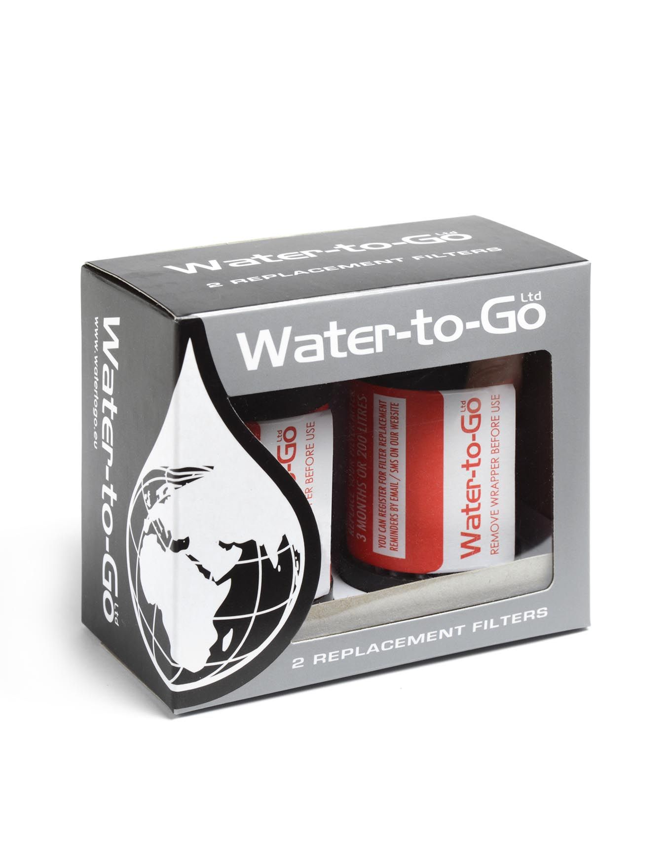 WATER-TO-GO® Ersatzfilter 2er-Set - 3-in-1 Hochleistungsfilter für alle Water-to-go Flaschen | entfernt bis zu 99,9999% aller Bakterien, Viren, Chlor, Fluoride, Aluminium und Schwermetalle
