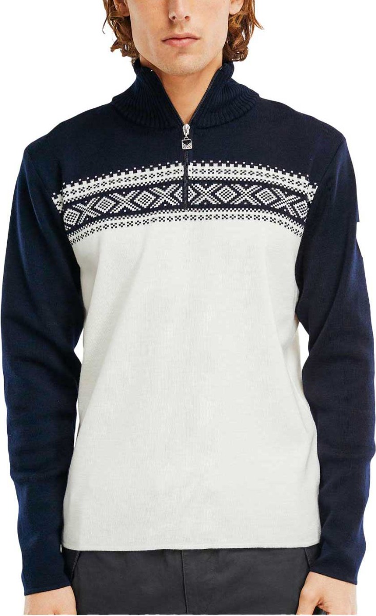 Pull en laine mérinos - Dalestølen Sweater Off White/Navy en Laine - Taille S - Blanc