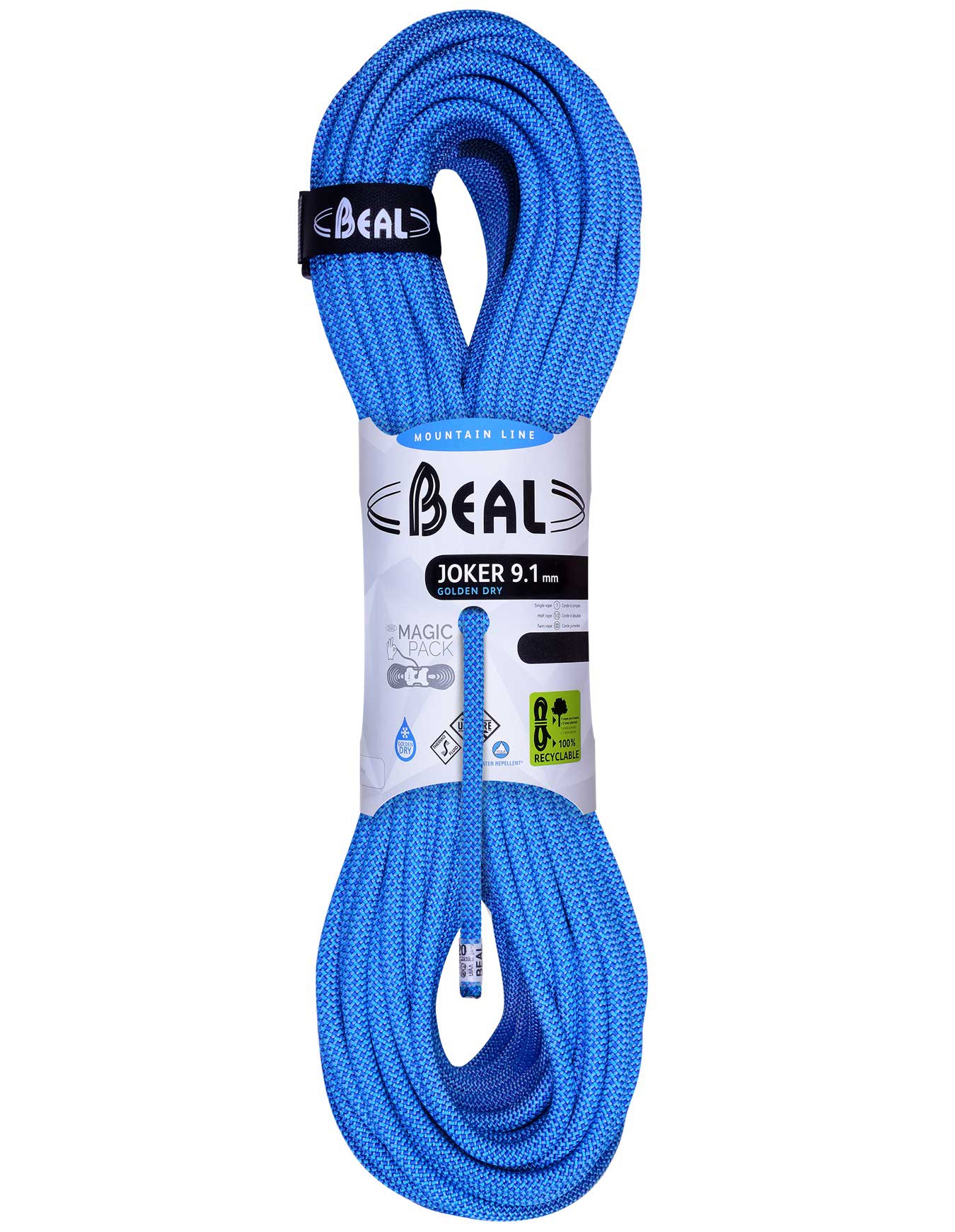 Corde d'escalade 3 normes - Joker 9.1mm Unicore Golden Dry Blue - Taille 80 m - Bleu