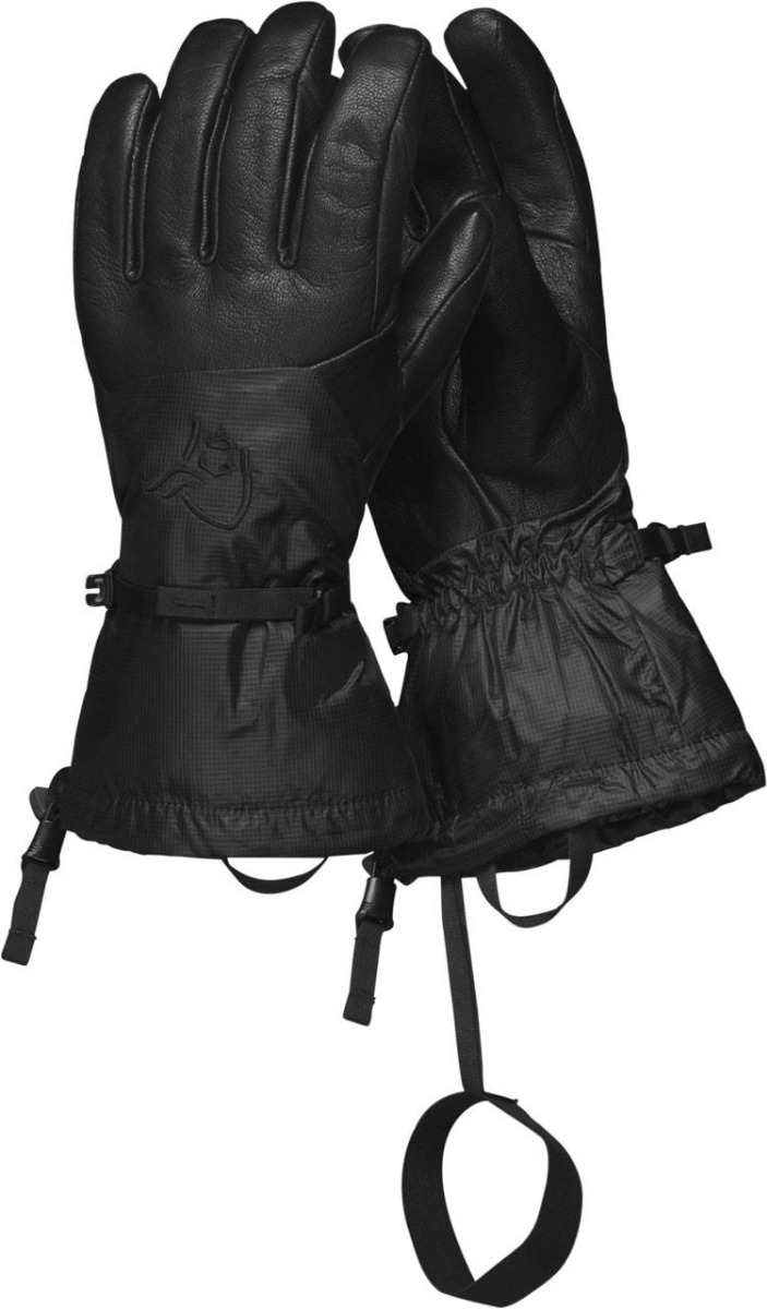 Norrona Wasserdichte Handschuhe Trollveggen Gore-Tex Gloves Caviar für Herren aus Wolle Größe S schwarz