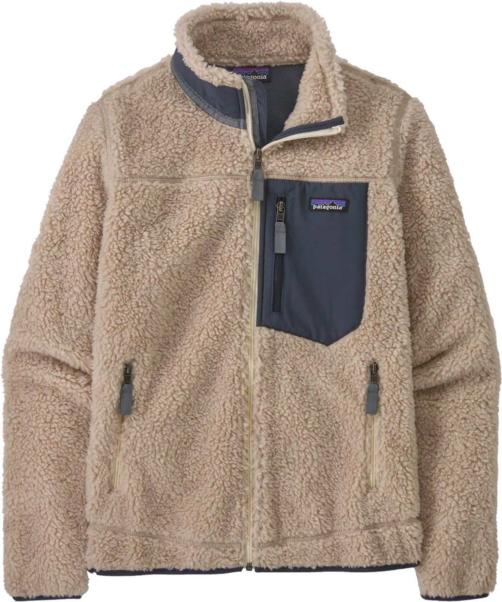 Winddichtes und atmungsaktives Fleece W's Classic Retro-X Jkt Natural w/Smolder Blue für Damen Größe L Beige