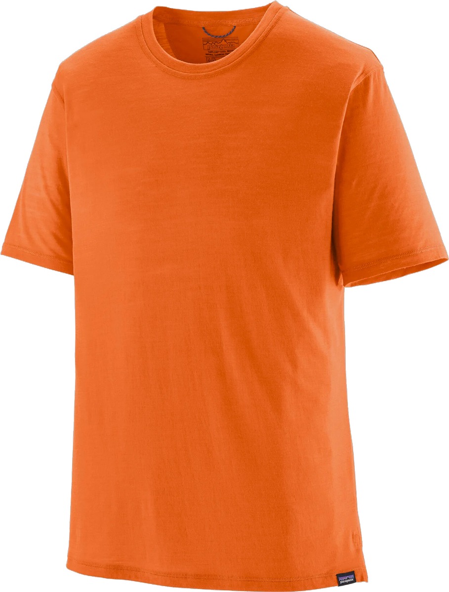 T-shirt de randonnée technique et respirant en laine de mérinos - M's Cap Cool Merino Blend Shirt Coal Orange en Laine - Taille